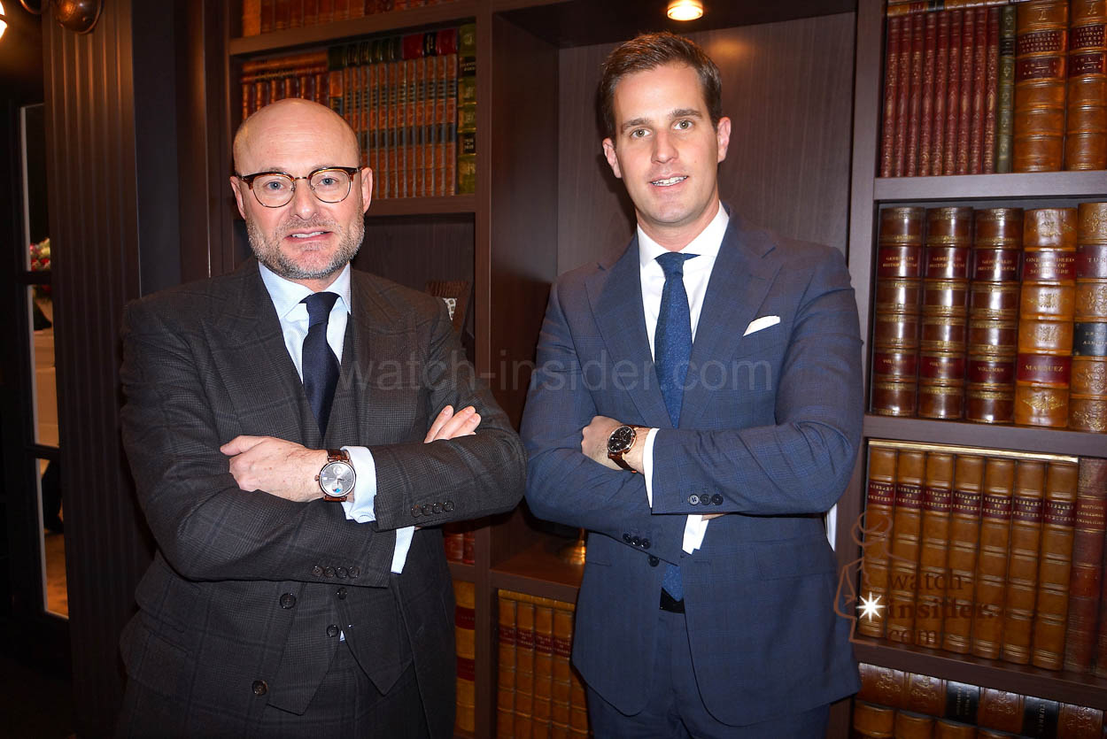Georges Kern, Chris Granger-Herr, the old and new CEO of IWC Schaffhausen